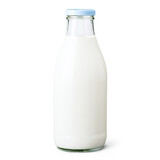 glass bottle of milk isolated on transparent background