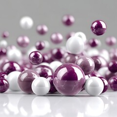 Poster - playful abstract sphere arrangement in purple and white tones reflective surface glossy orbs design.