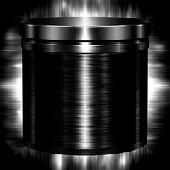 Poster - Polished Metal Container with Lid and Abstract Brushed Texture Background Dark Tone Art.