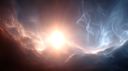 Poster - radiance bursting through nebula clouds abstract celestial dreamlike artistry digital rendering