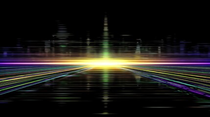  - Radiant Cityscape Glow Futuristic Night Lights Optical Illusions Lines Abstract Art Design Vapourwave