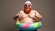 © Ada - Funny bearded man prepared for beach vacation