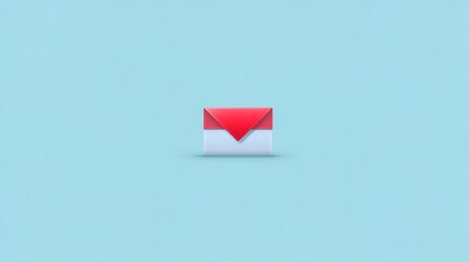 Poster - red and white mailbox icon symbolizing digital communication and correspondence on light blue surfac
