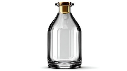 Poster - Refined Clear Glass Bottle with Gold Accent on a White Backdrop for Decoration and Display Purposes.