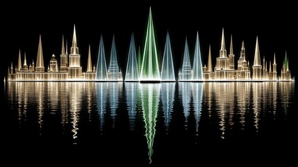 Poster - Reflecting Structures Symphony of Light and Shadow Abstract Architecture With Serene Water Reflections.
