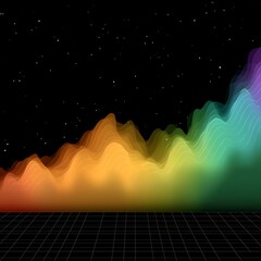Poster - retro wave spectrum landscape starry sky sci fi glowing gradient geometric surface futuristic design