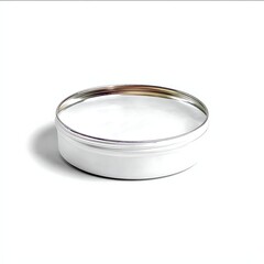 Poster - Round Metallic Container on White Surface for Storage and Organization in Minimalist Style.