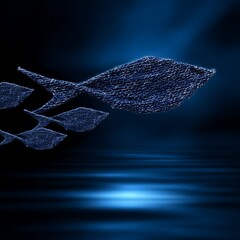Poster - School of Fish Silhouette Artistic Dark Blue Abstract Marine Life Underwater Scene Tranquility 85 Chars