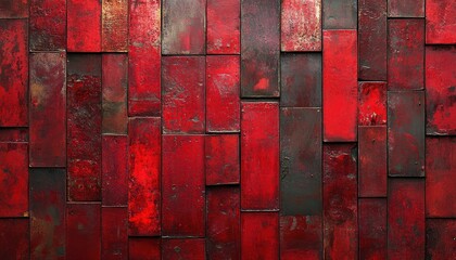 Aufkleber - Textured red wooden panels create an abstract background with varying shades and patterns for artistic designs and creative projects