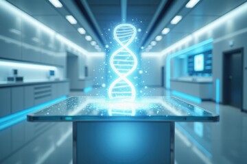 Poster - Holographic DNA Model in Futuristic Laboratory Environment