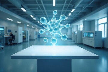 Poster - Abstract Blue Structure on Empty Laboratory Table