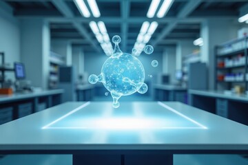 Poster - Futuristic Empty Table in Modern Laboratory Space