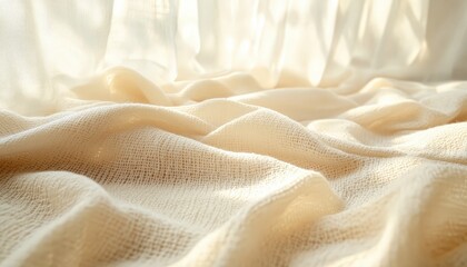 Poster - Delicate dried flowers resting on soft, textured fabric in a warm, natural light setting