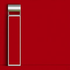Poster - Simple Metal Bar Rectangle Design on a Plain Red Surface Background for Decoration or Presentation.