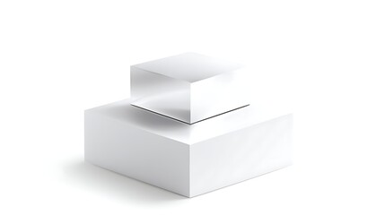 Poster - Sleek Minimalist Two Tiered White Cube Display Platform for Product Showcase Backdrop Presentation.