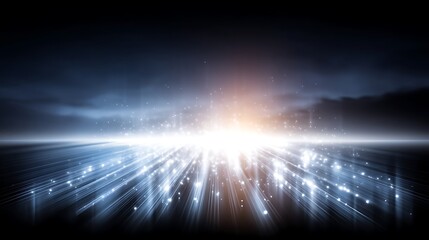 Poster - Spectacular Light Beams Radiating Across the Horizon Abstract Art Digital Rendering Scenery