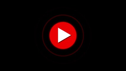play icon, video play icon for website and mobile design animation on black background. glowing play button animation. Press to play. On black background .Video, play button icon animation