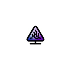 Poster - Stylized Symbol of Fire Displayed on a Triangular Sign with a Contemporary Artistic Design Theme