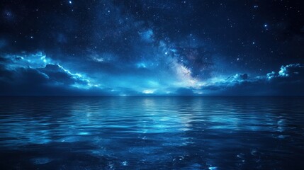 Aufkleber - Night sky over a tranquil lake with stars and reflections at dusk near a scenic park