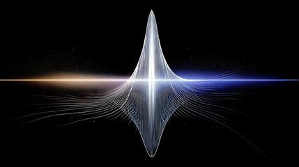 Poster - symmetric light beam divergence with particle effects and balanced color gradient on black backdrop.