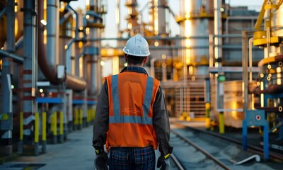 Poster - Exploring the Gen Alpha Turbo M facility during sunset with workers navigating through industrial site