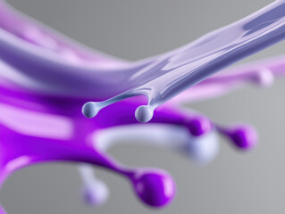 Poster - Dynamic splash of purple and white paint captured in close-up during artistic creation
