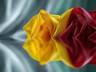 Poster - Exploring the vibrant reflections of fabric colors in tranquil water surfaces