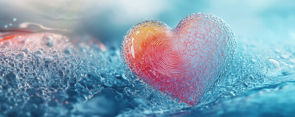 Poster - Heart shape with bubbles in water creating a romantic and dreamy atmosphere, copy space for text.