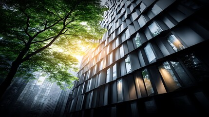Poster - Unique Architecture Contrasted with Greenery in Urban Setting Creating Natural Juxtaposition.
