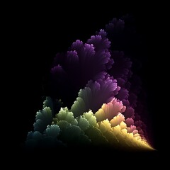 Poster - vibrant fractal cascade rainbow illusion against a dark background abstract generative art