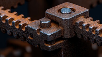 Poster - A close up of a rusty metal object with a bolt in the middle