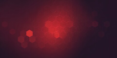 Poster - Abstract red background with bokeh effect and hexagonal shapes creating a textured pattern