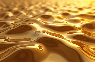 Poster - Abstract gold liquid texture background. Glossy metallic golden material, wavy pattern. Luxurious shiny design, elegant wallpaper. Bright, light, expensive, satin, smooth surface.