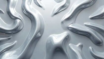 Poster - Abstract background with flowing liquid forms in silver color, metallic sheen, wavy texture. Shiny surface with fluid art pattern. Modern design element for creative projects or advertising.