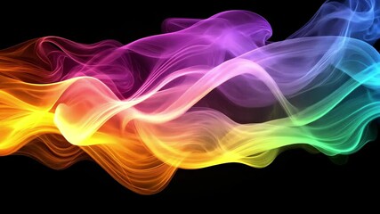 Poster - Vibrant smoke trails gracefully flowing across a dark background in a mesmerizing display of colors, Defocused smoke on a dark background