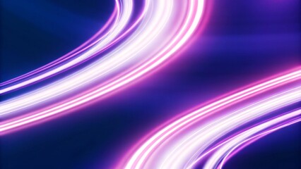 Poster - Dark blue abstract background with ultraviolet neon glow, blurry light lines, waves, futuristic motion energy, digital light streaks, glowing curves, night-inspired modern design