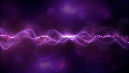 Poster - Digital purple particles wave and light abstract background with shining dots stars, futuristic glowing flow, technology energy swirl, cosmic space motion, glitter sparkle wallpaper