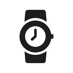 Poster - Minimalist Black Wristwatch Icon on Black Background