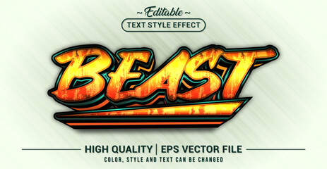 Fototapete - Editable text style effect - Beast text style theme. Vector text style illustration template.