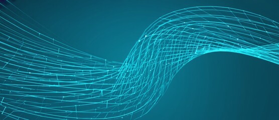 Poster - dynamic abstract background showcasing flowing lines and digital patterns in a serene blue hue