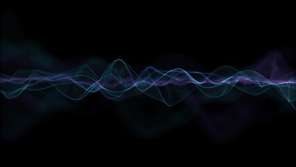Aufkleber - Sound wave purple wave abstract technology background. Purple background gradient color soundwave, digital frequency pattern, futuristic light line, modern data visualization backdrop