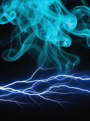 Poster - Vibrant abstract background with electric blue lightning and swirling smoke patterns