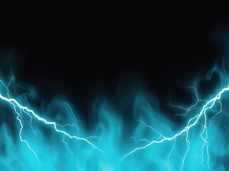 Poster - Vivid blue lightning bolts intertwine within an abstract dark backdrop during a thunderstorm
