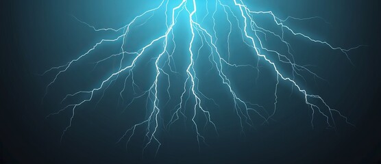 Poster - Striking blue lightning bolts illuminate a dark abstract background with vibrant energy and dynamic patterns