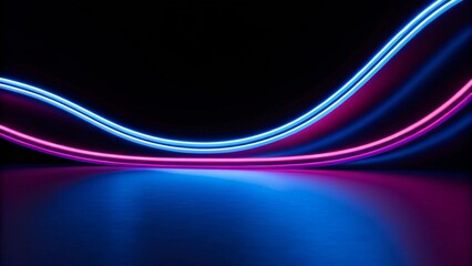 Fototapete - 3d animation, abstract neon background pink blue ribbon, futuristic glowing swirl light, digital wave motion design, vibrant curve texture, dynamic energy flow art backdrop