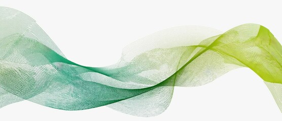 Poster - flowing abstract waves create a serene background with soft hues of green and yellow