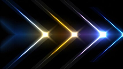 Fototapete - Abstract blue orange purple tech glowing neon lines background. Laser show iridescent graphic design. Futuristic vibrant energy light streaks digital motion backdrop for modern visuals.