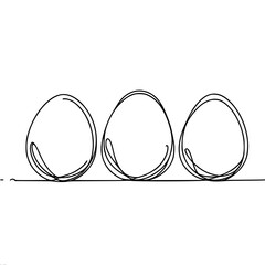Aufkleber - Minimalist outline drawing of three eggs in a row , single line outline vector 