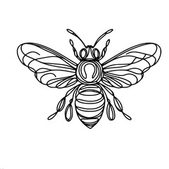 Poster - Single line drawing of a bee in a minimalist style  