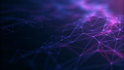Fototapete - Abstract digital network with purple and blue lines creating a futuristic look, showcasing vibrant technology connections, innovation, cyberspace, and glowing light trails in motion